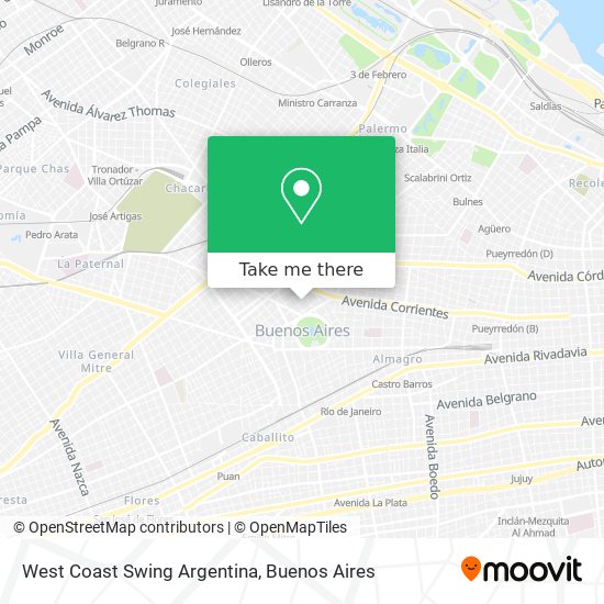 Mapa de West Coast Swing Argentina