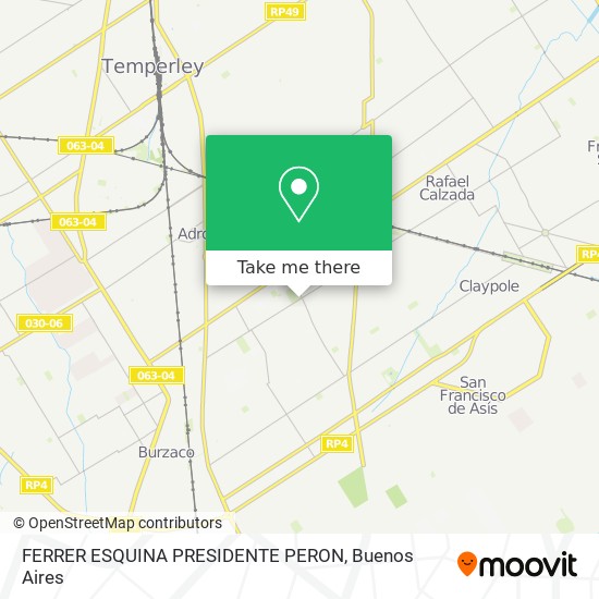 FERRER ESQUINA PRESIDENTE PERON map