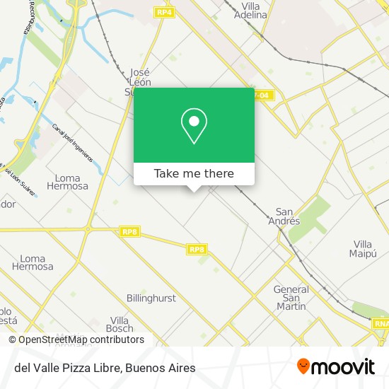 Mapa de del Valle Pizza Libre