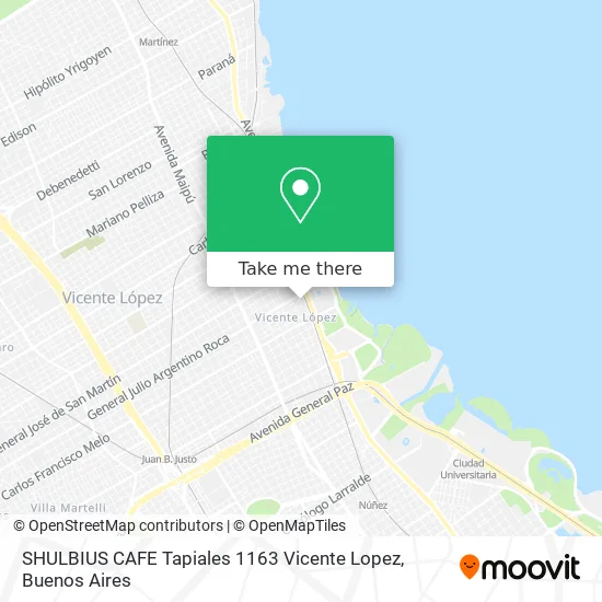 Mapa de SHULBIUS CAFE   Tapiales 1163 Vicente Lopez