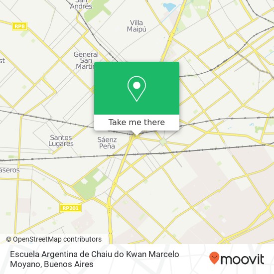 Mapa de Escuela Argentina de Chaiu do Kwan Marcelo Moyano