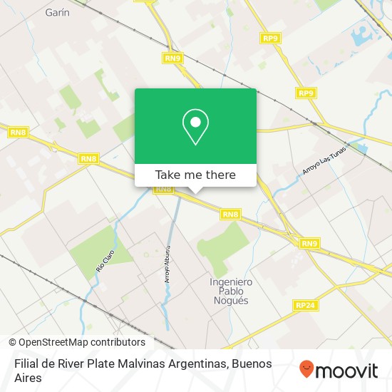 Mapa de Filial de River Plate Malvinas Argentinas