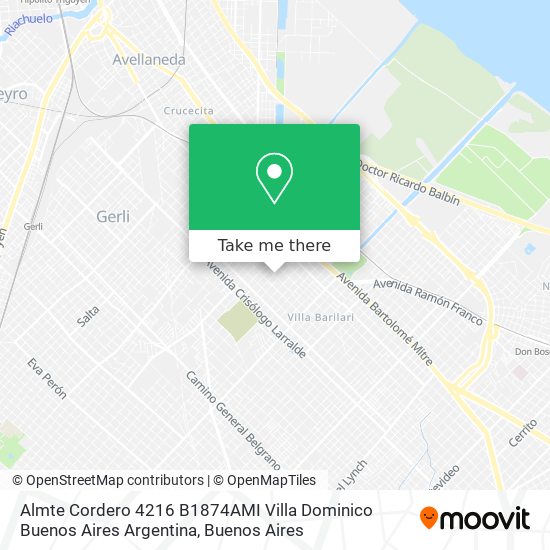 Almte Cordero 4216  B1874AMI Villa Dominico  Buenos Aires  Argentina map