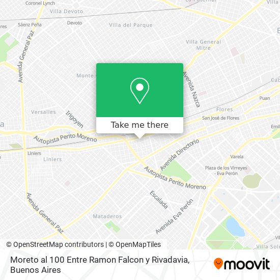 Moreto al 100  Entre Ramon Falcon y Rivadavia map