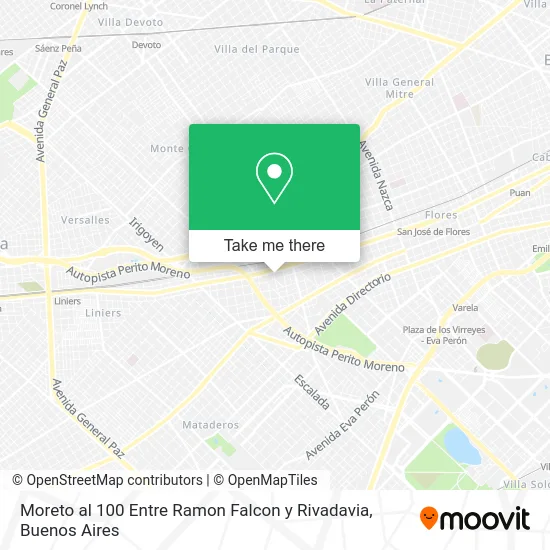 Moreto al 100  Entre Ramon Falcon y Rivadavia map