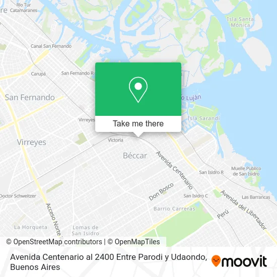Avenida Centenario al 2400 Entre Parodi y Udaondo map