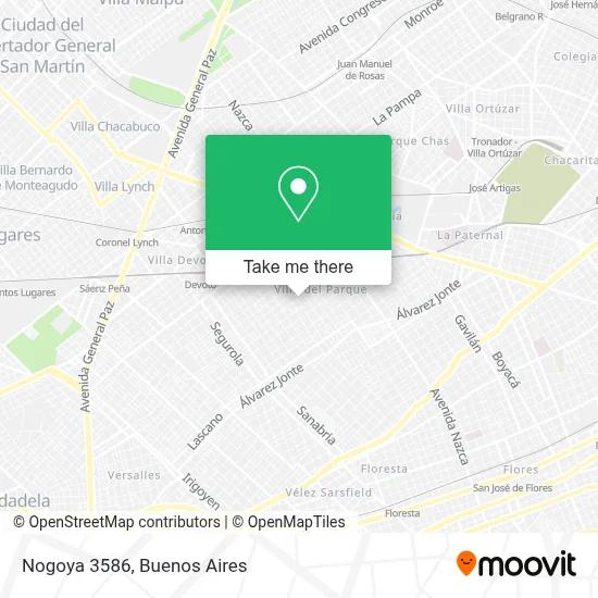3586 ¿Cómo llegar a Nogoya 3586 en Distrito Federal en Colectivo, tren o Subte?
