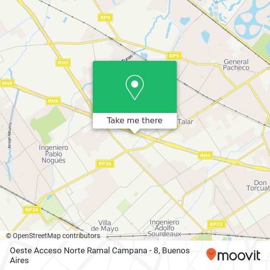 Mapa de Oeste Acceso Norte Ramal Campana - 8