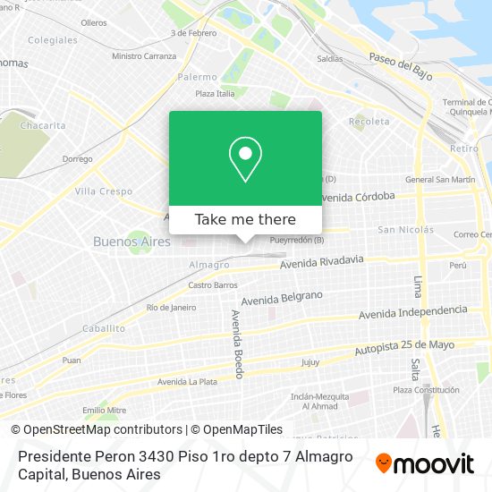 Presidente  Peron 3430   Piso 1ro depto  7  Almagro Capital map