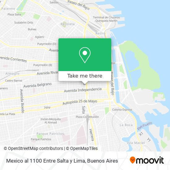 Mexico al 1100 Entre Salta y Lima map