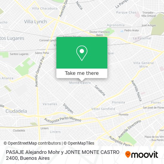 PASAJE Alejandro Mohr y JONTE MONTE CASTRO 2400 map