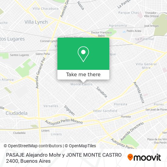 Mapa de PASAJE Alejandro Mohr y JONTE MONTE CASTRO 2400