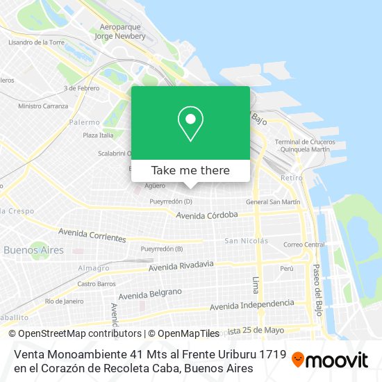 Venta Monoambiente 41 Mts  al Frente   Uriburu 1719  en el Corazón de Recoleta  Caba map