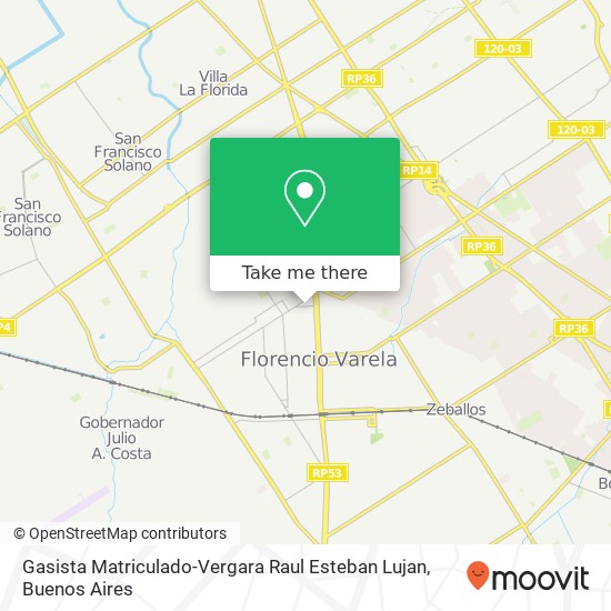 Gasista Matriculado-Vergara Raul Esteban Lujan map