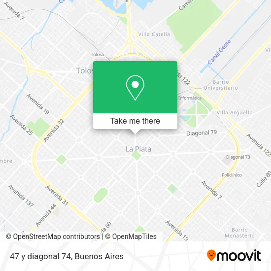Mapa de 47 y diagonal 74