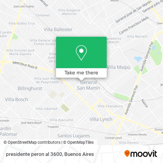 presidente peron al 3600 map