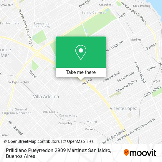 Mapa de Prilidiano Pueyrredon 2989  Martínez  San Isidro
