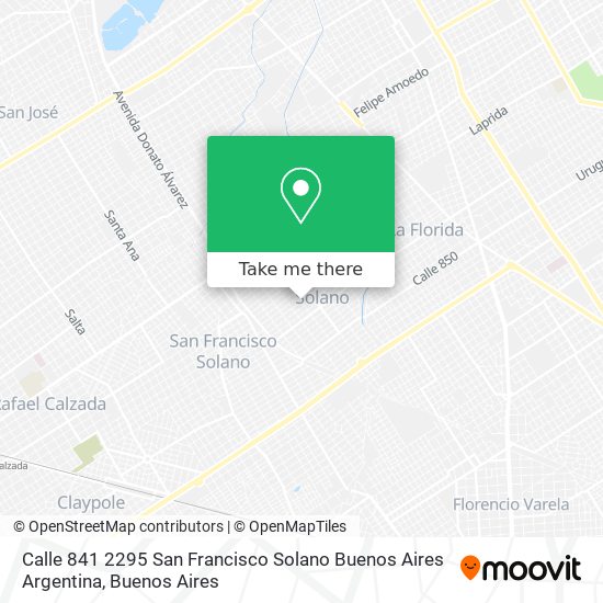 Mapa de Calle 841 2295  San Francisco Solano  Buenos Aires  Argentina