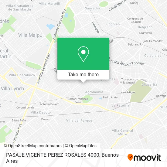 Mapa de PASAJE VICENTE PEREZ ROSALES 4000