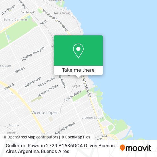 Mapa de Guillermo Rawson 2729  B1636DOA Olivos  Buenos Aires  Argentina
