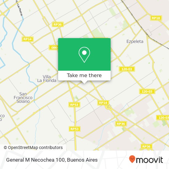 General M Necochea 100 map