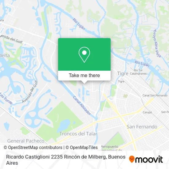Mapa de Ricardo Castiglioni 2235  Rincón de Milberg
