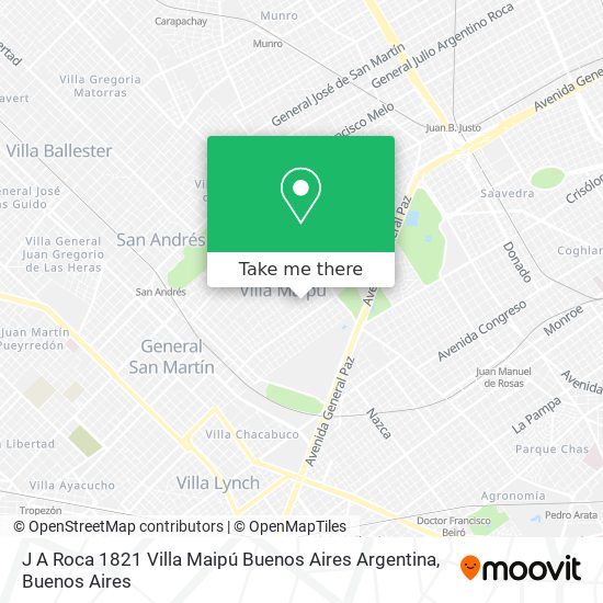 J A  Roca 1821  Villa Maipú  Buenos Aires  Argentina map