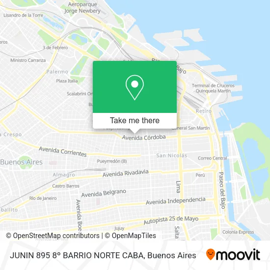 JUNIN 895 8º  BARRIO NORTE CABA map