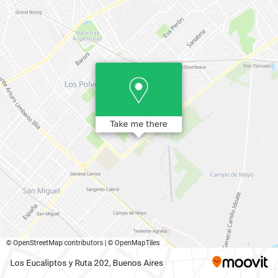 Mapa de Los Eucaliptos y Ruta 202