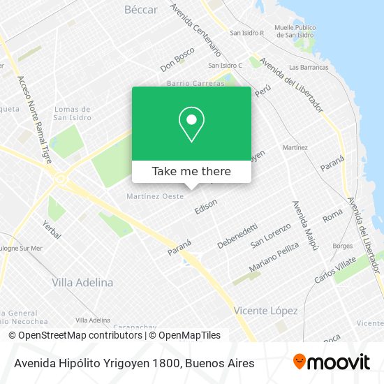 Avenida Hipólito Yrigoyen 1800 map