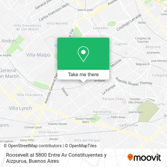 Mapa de Roosevelt al 5800 Entre Av  Constituyentes y Aizpurua