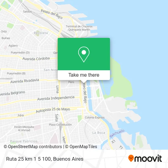 Ruta  25  km 1 5 100 map
