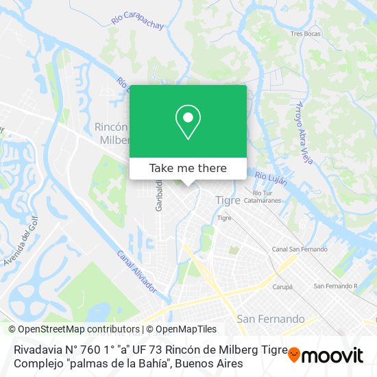 Mapa de Rivadavia N° 760  1° "a"  UF 73    Rincón de Milberg  Tigre   Complejo "palmas de la Bahía"