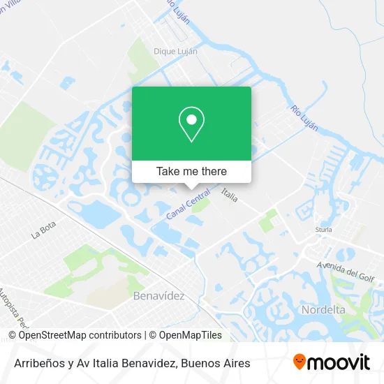 Mapa de Arribeños y Av Italia  Benavidez