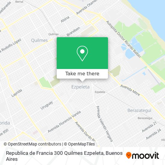 Republica de Francia 300 Quilmes Ezpeleta map