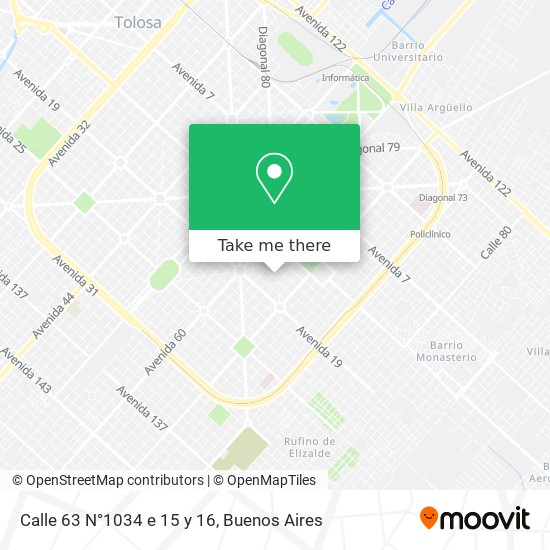 Mapa de Calle 63 N°1034 e  15 y 16