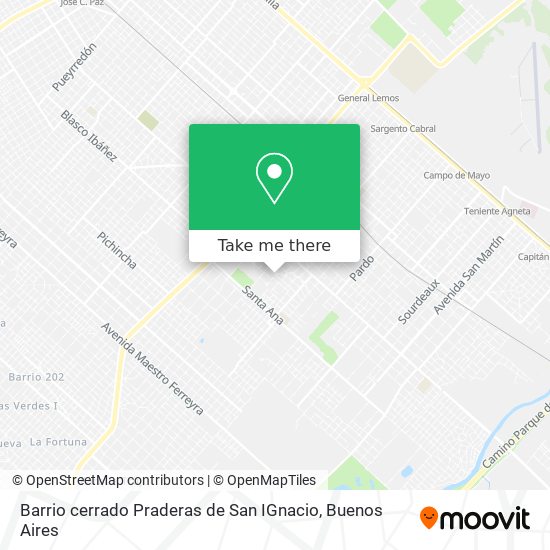 Barrio cerrado Praderas de San IGnacio map