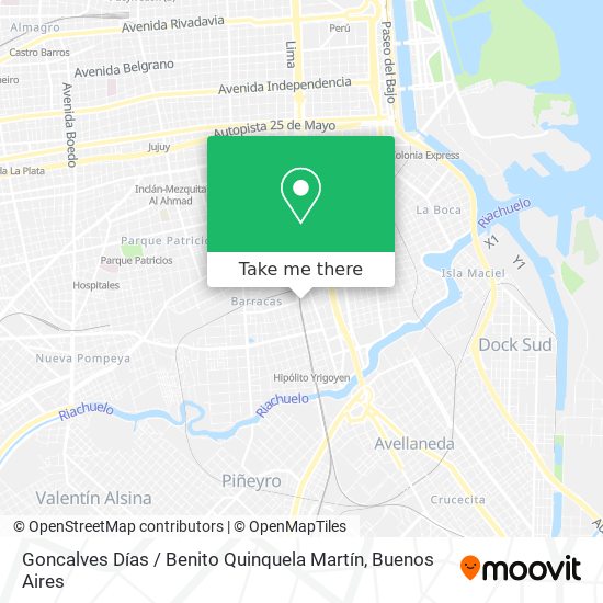 Goncalves Días / Benito Quinquela Martín map