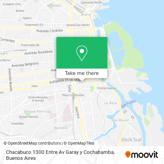 Mapa de Chacabuco 1300  Entre Av  Garay  y Cochabamba