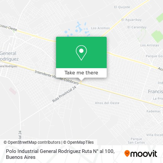 Mapa de Polo Industrial General Rodriguez Ruta N° al 100