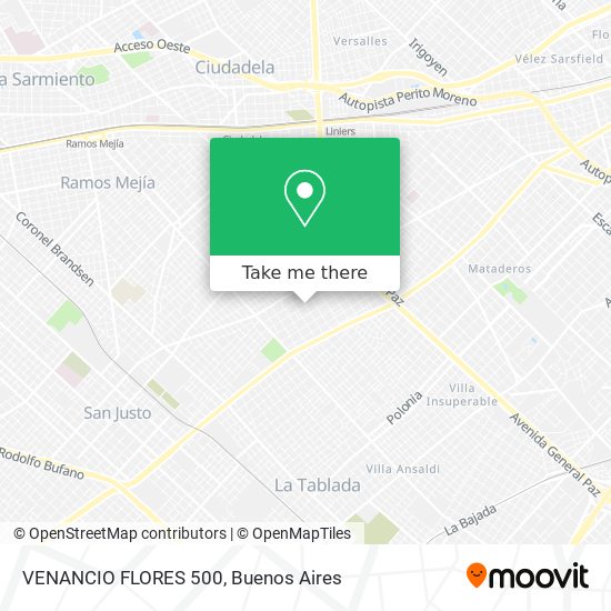 VENANCIO FLORES 500 map