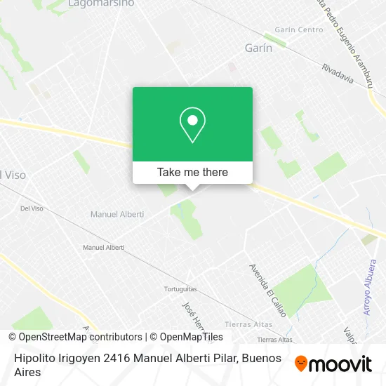 Hipolito Irigoyen 2416  Manuel Alberti  Pilar map