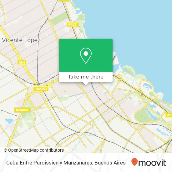 Mapa de Cuba Entre Paroissien y Manzanares