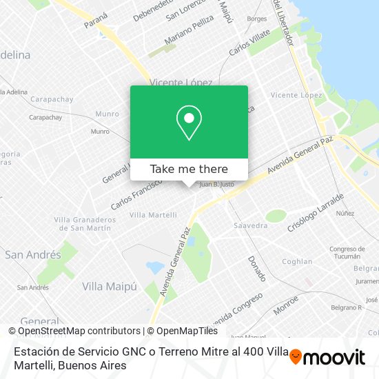 Estación de Servicio GNC o Terreno   Mitre al 400 Villa Martelli map