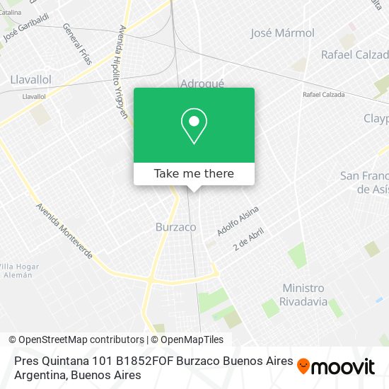 Pres  Quintana 101  B1852FOF Burzaco  Buenos Aires  Argentina map