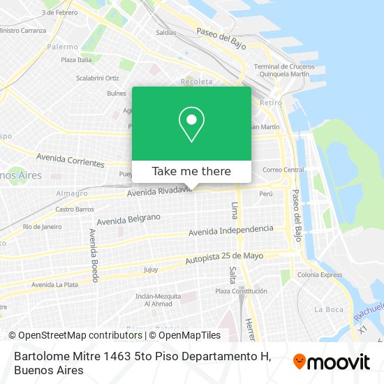 Mapa de Bartolome Mitre 1463  5to Piso Departamento H