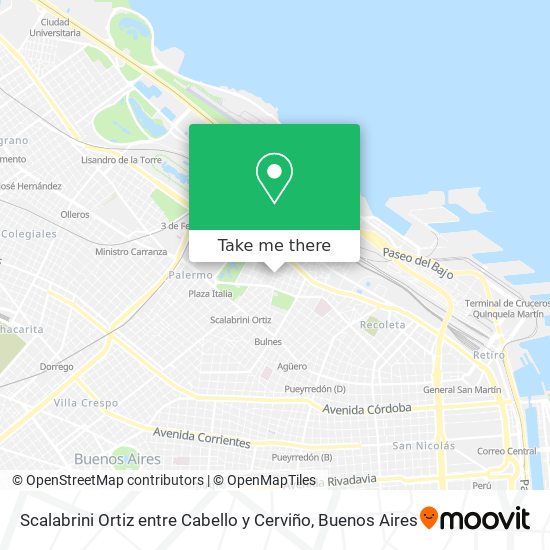 Mapa de Scalabrini Ortiz entre Cabello y Cerviño