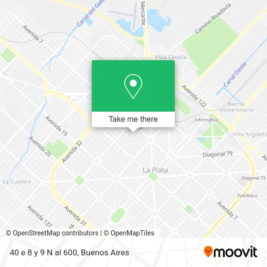 Mapa de 40 e  8 y 9 N al 600
