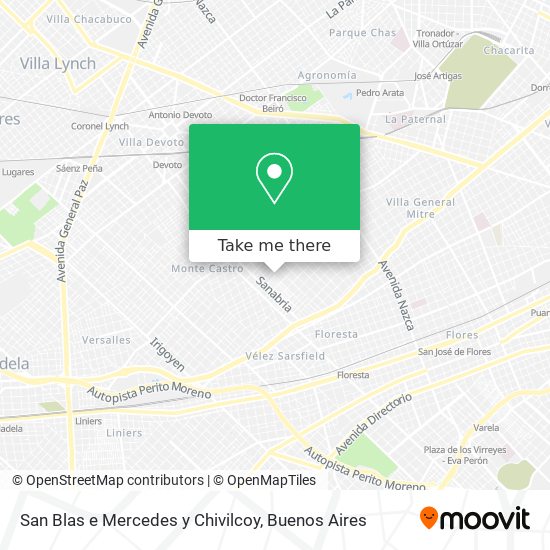 San Blas e  Mercedes y Chivilcoy map