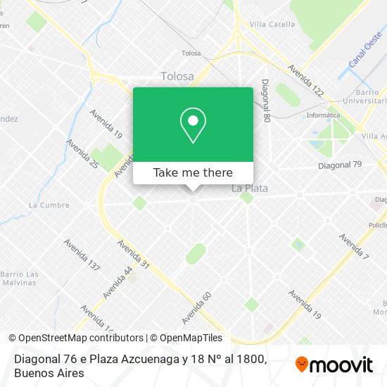 Mapa de Diagonal 76 e  Plaza Azcuenaga y 18 Nº al 1800